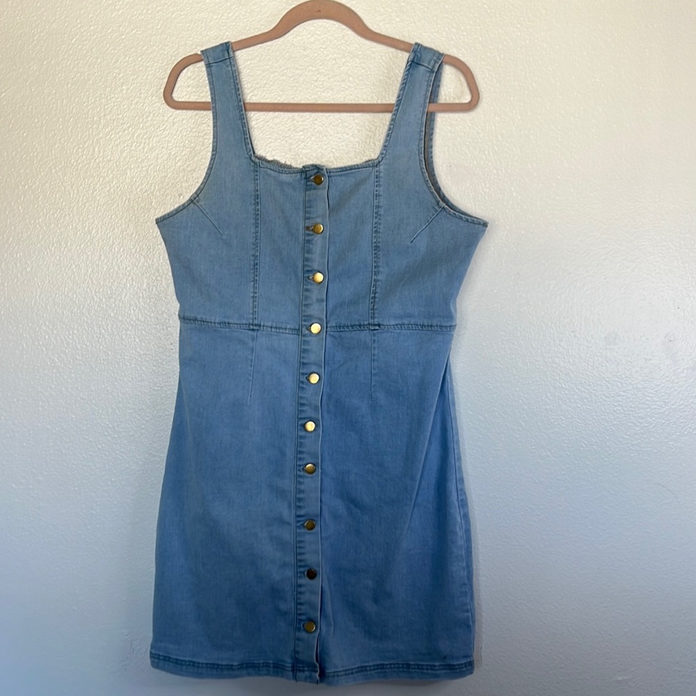 EUC CC Clothing Denim Button-front Mini Dress sz XL - Picture 4 of 7